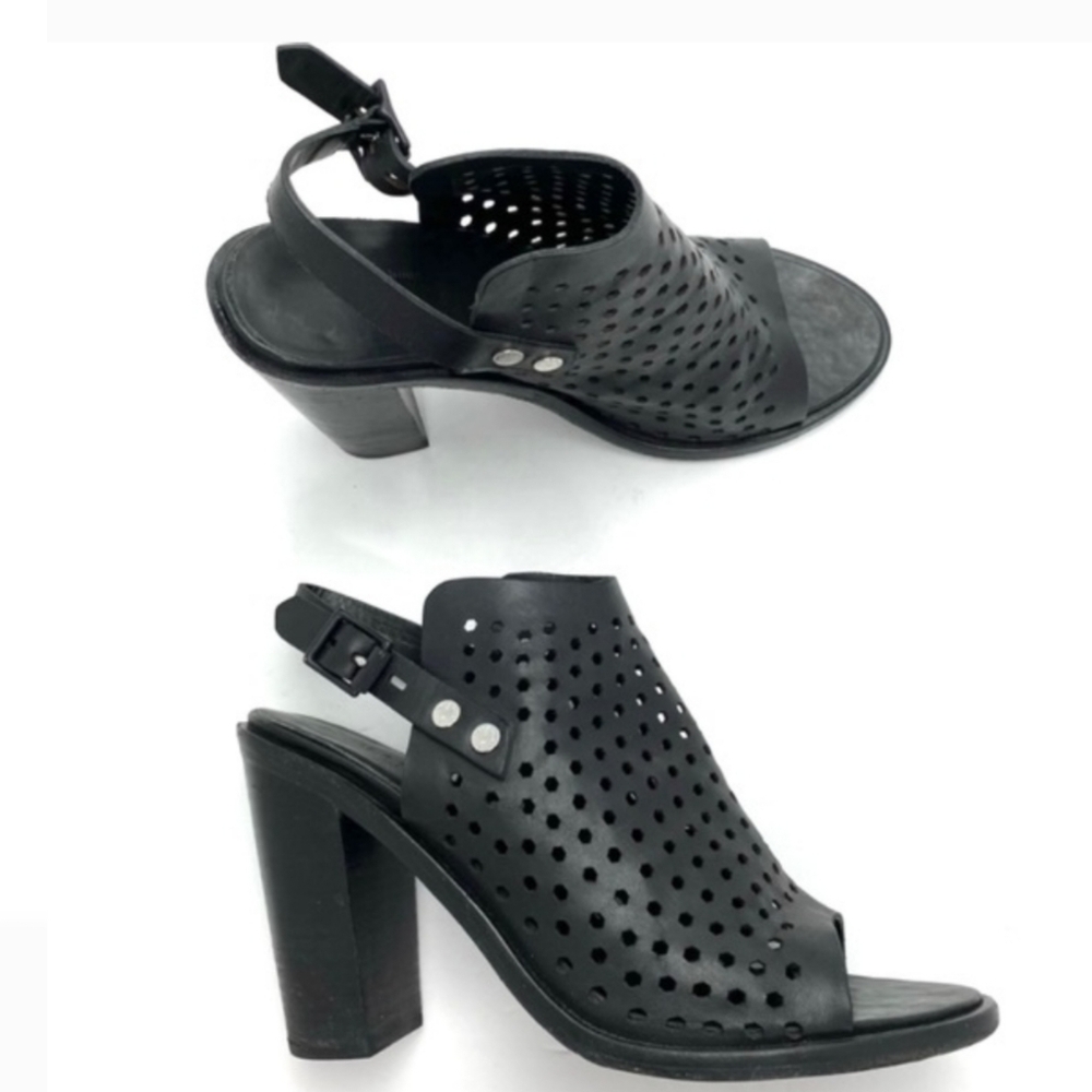 Rag & Bone Wyatt Black Perforated Leather Sandals 36.5 EU